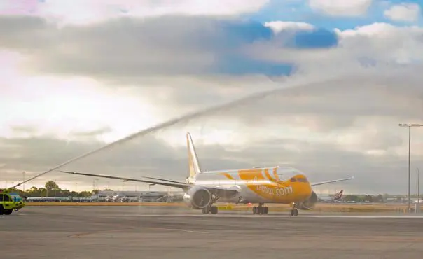 Scoot's 787 touches Down Under 2 Dream Start was welcomed to Perth