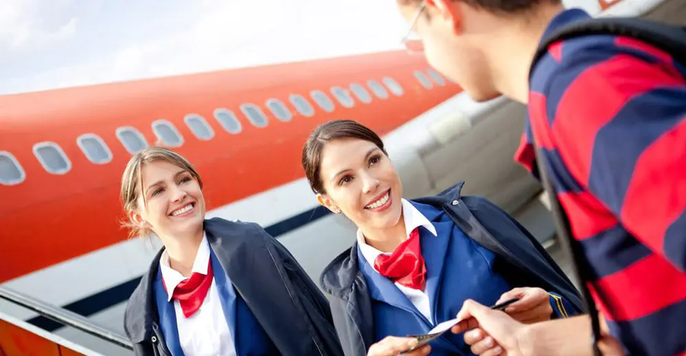 Flight attendant boarding