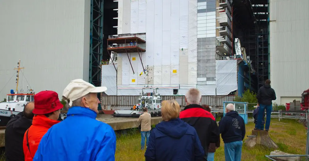 A block of Ovation of the Seas floats out 6 Ovation of the Seas
