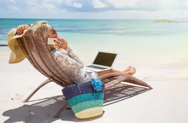 travel agent on beach