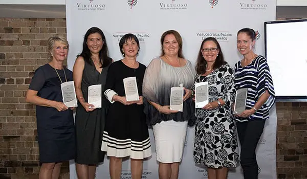 Who Took Home the Oscars at Virtuoso's APAC awards? 1 L-RJulie Denovan - SeaDream Yacht Club, Christine McCann - Jean-Michel Cousteau Resort, Fiji, Bonnie Bise - Halekulani, Lindy Andrews - Trails of Indochina, Deb Corbett - Tauck, Rebecca Nable - Hamilton Island.