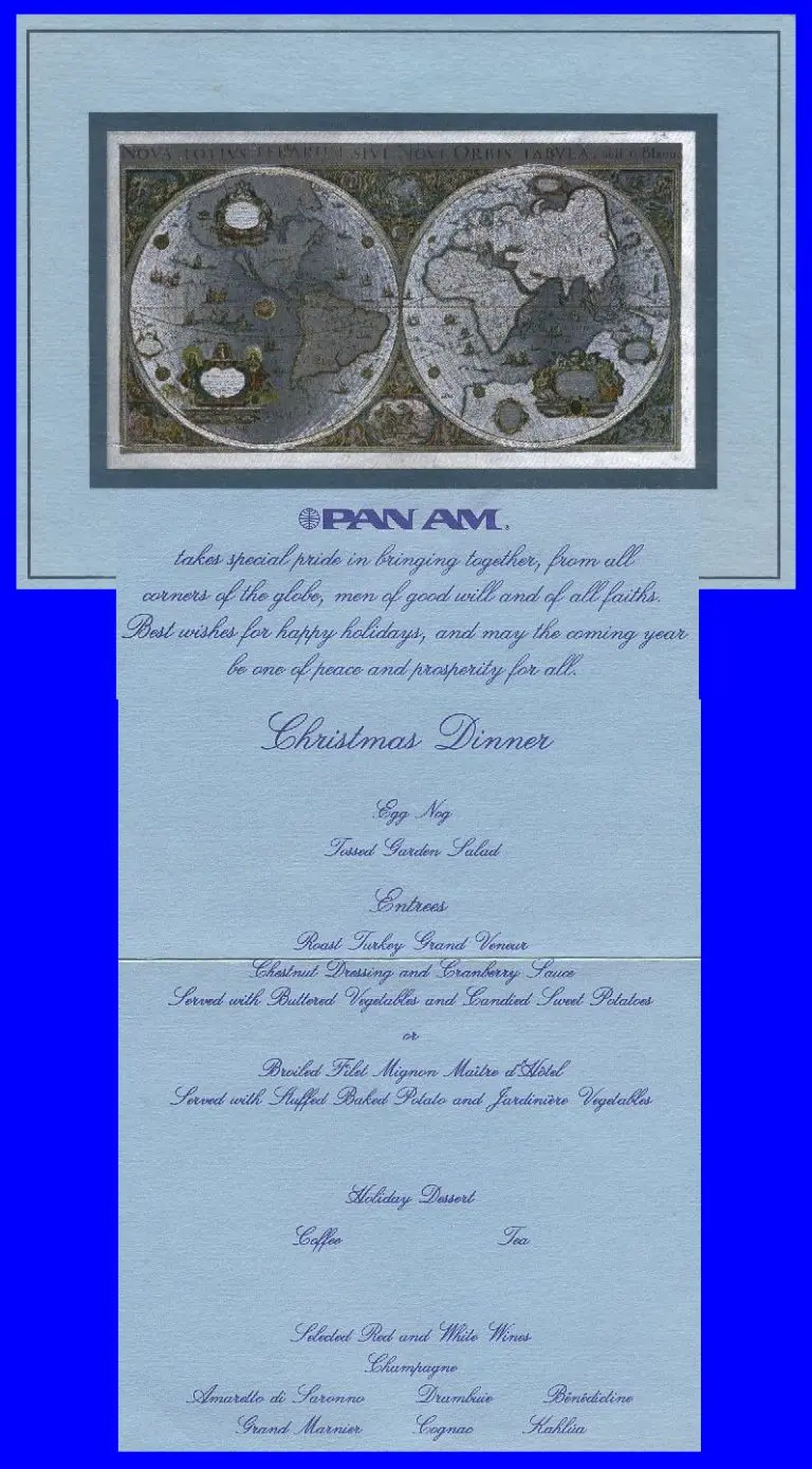 TBT: This Is How Amazing First Class Airplane Food Used To Be 28 1461340905-syn-hbu-1461273116-1970s-christmas-dinner-blue-menu