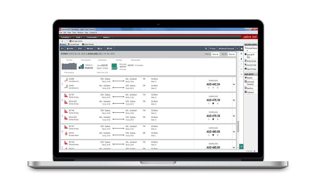 New Sabre Red Screenshot _ SYD AKL