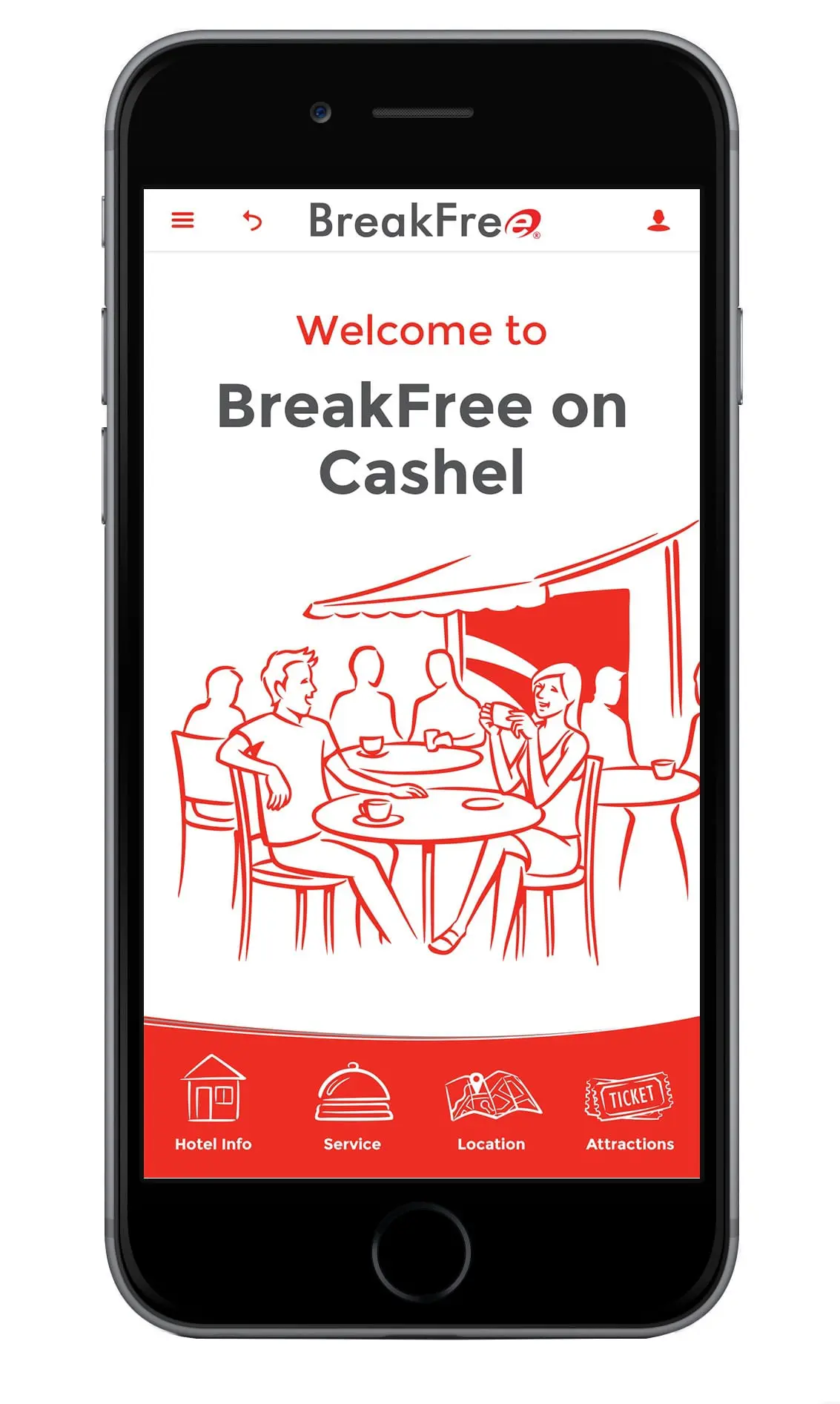 New app allows you to order drinks poolside with a tap of a button 8 Breakfree on Cashel app homepage
