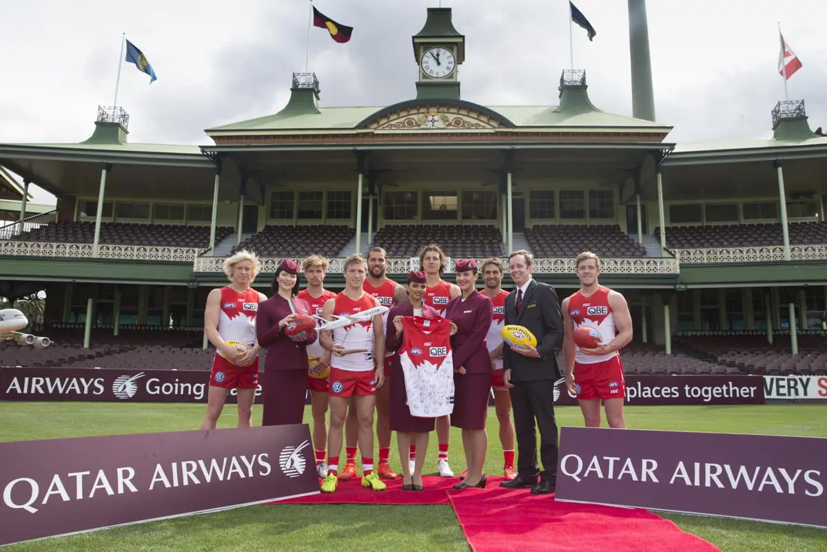 Picture taken at the SCG during Sydney Swans sponsorship Press conference announcing QATAR Airways as a sponsor..