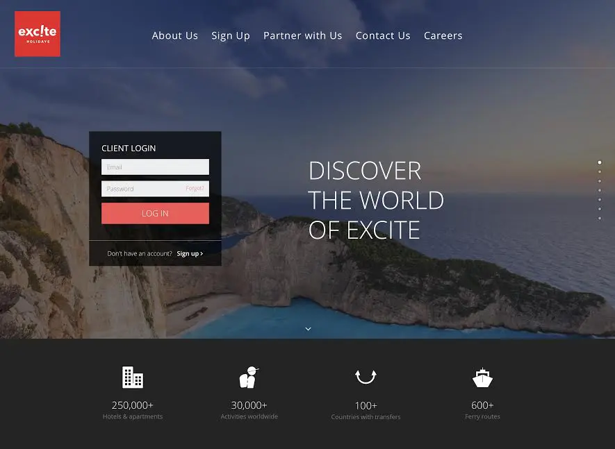 Excite Holidays website