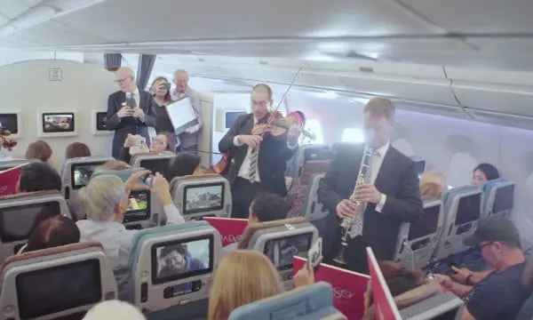 Singapore Airlines had a mini orchestra playing on a flight from Perth 18 Economy Class Singapore Airlines