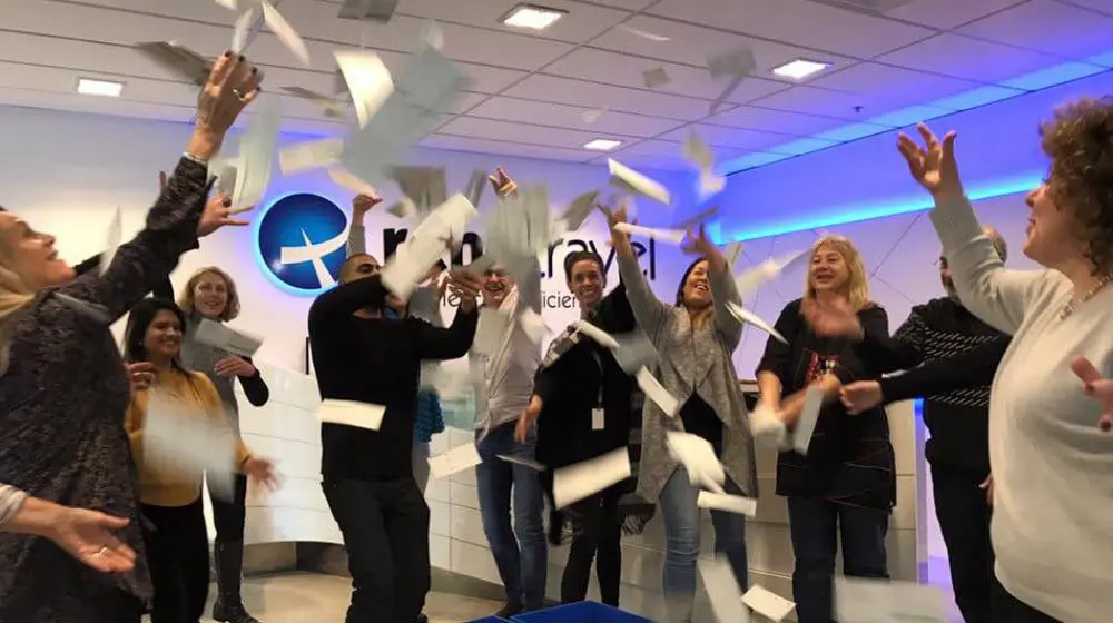 Travel Agents celebrate the end of the Outgoing Passenger Card