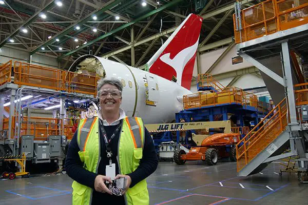 Joyce ready to pick up the keys to his first Qantas Dreamliner in Seattle 6 Qantas Captain Lisa Norman, One of the inaugural flight pilots at the Boeing factory