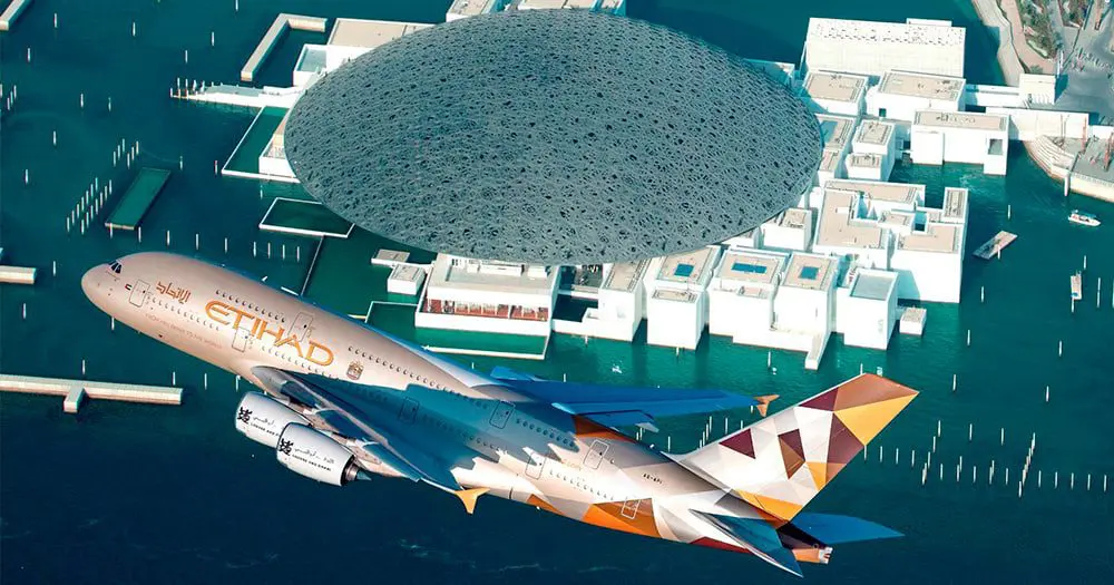 Etihad welcomes Louvre Abi Dhabi with spectacular fly over