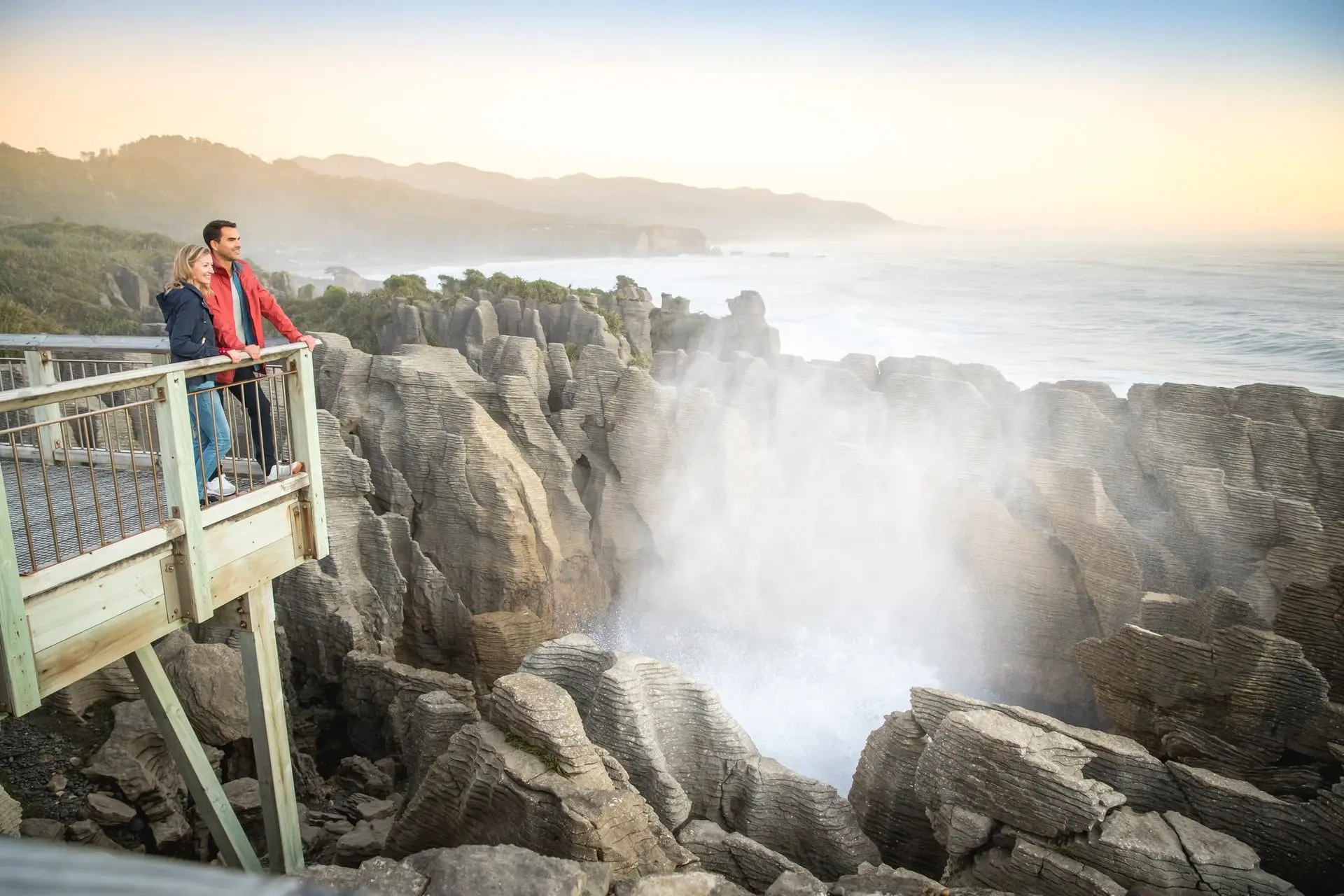 Don't tick New Zealand off the bucket list! You forgot to visit these two regions 17 Watch water skyrocket into the air at Panukaiki Pancake Rocks. Image: Miles Holden/Tourism New Zealand