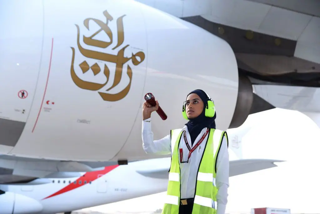 All-female team flies high for Emirates for International Women's Day 12 Emirates all-female flight IWD KarryOn ground crew