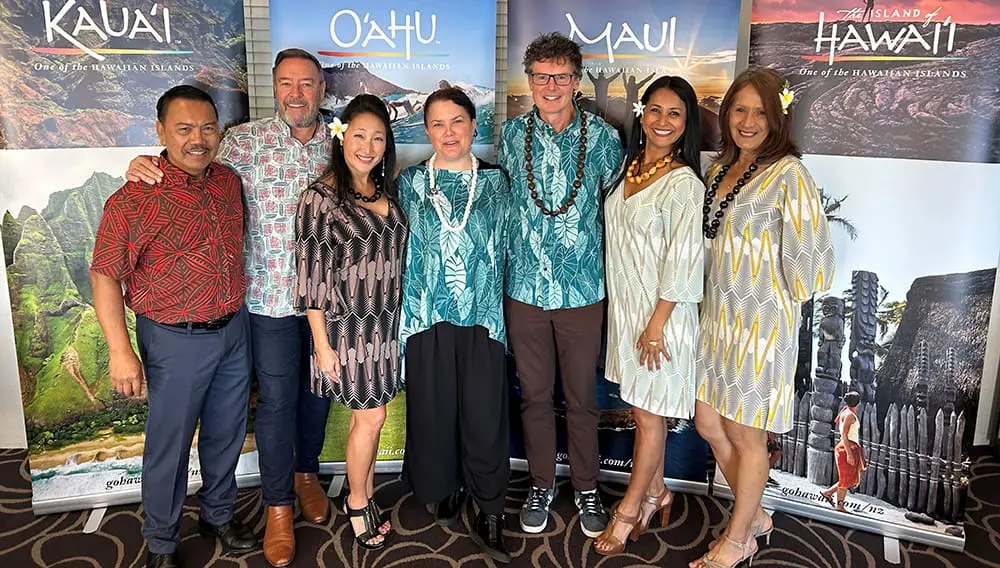 Hawai‘i Tourism Oceania gets lei'd for May with month-long tradeshow Down Under 1 Representatives at Hawaii Tourism Oceania event.