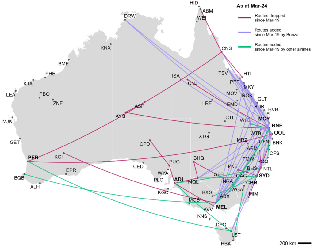 Back on track: Australian airlines hit pre-pandemic passenger numbers, lowering fares 2 Air travel network