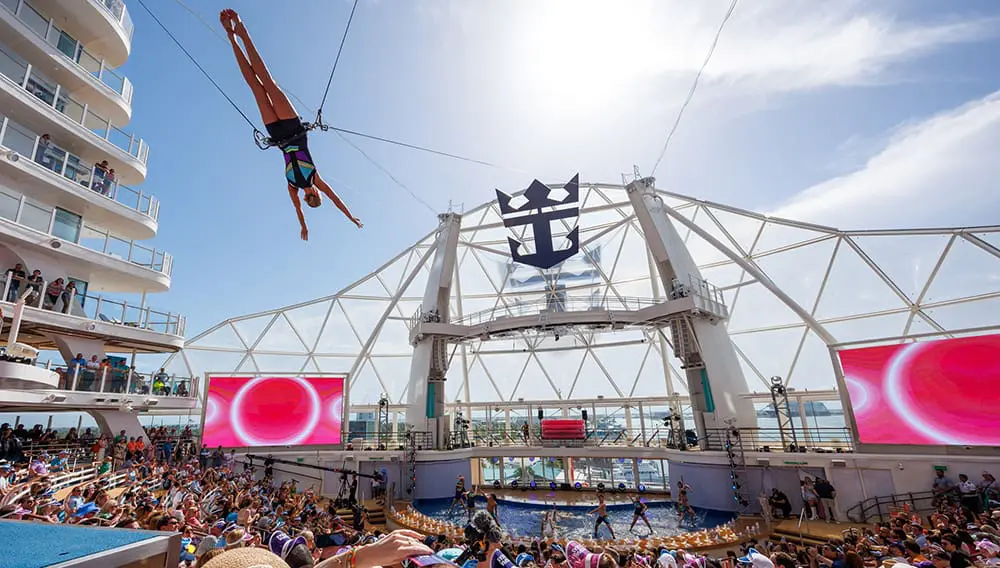 Utopia of the Seas hosts Port Canaveral party ahead of maiden sailing 3 Aerialist on board Utopia of the Seas' naming ceremony