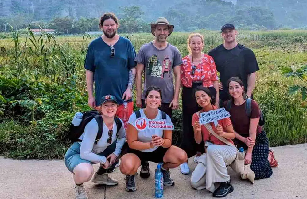 Intrepid Travel group in Vietnam for Blue Dragon Marathon Walk 2023