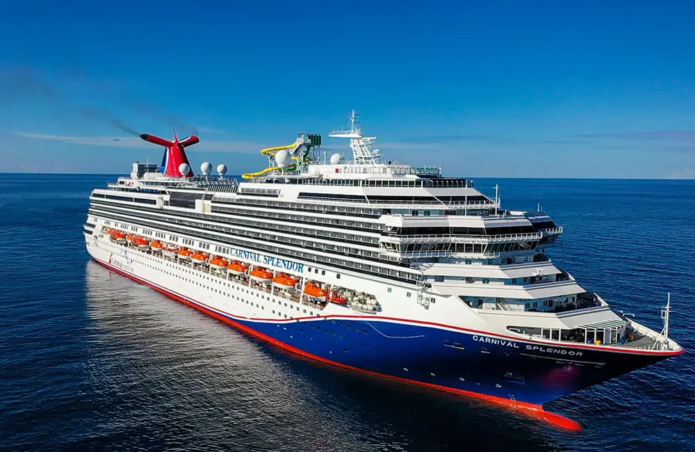 Carnival Splendor at sea with new ship livery details.