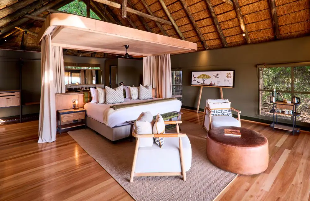 Botswana's Savute Safari Lodge reopens after complete rebuild 1 One of the 11 thatched chalets at Savute Safari Lodge