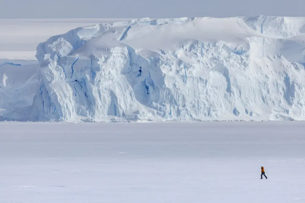 © Ponant Photo Ambassador Sue Flood Between-Two-Continents_Guest walking on sea ice_Sue Flood