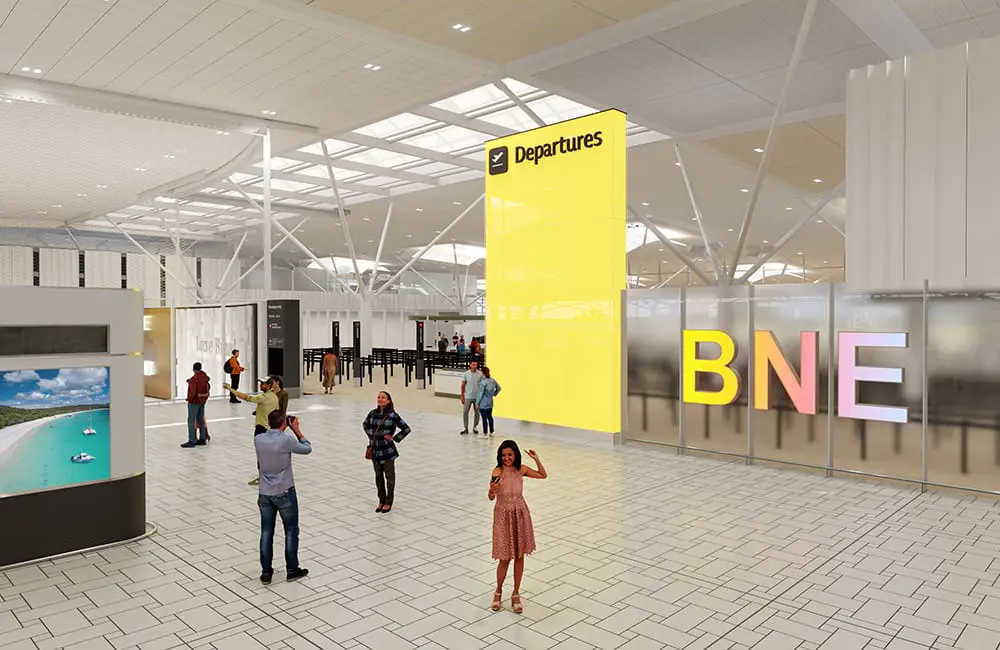 BNE big reveal: First look at Brisbane Airport’s futuristic International Terminal transformation 4 Animation still of BNE International Terminal departures area.