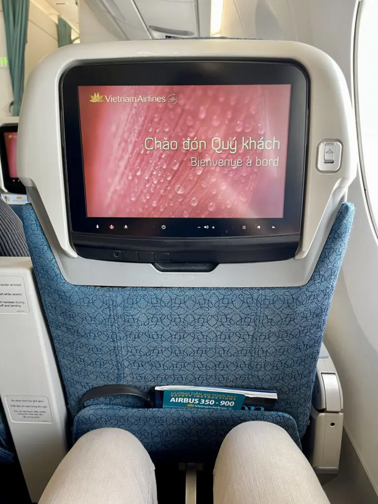 Big screen and lots of legroom. 
Vietnam Airlines