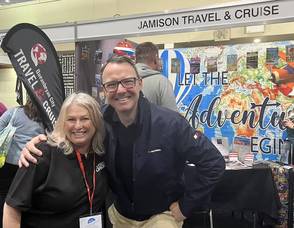 Epic success: Four Travellers Choice agencies draw 3,500 visitors to first Canberra expo 2 Jamison Travel & Cruise owner Michelle Everson with ATIA CEO Dean Long
