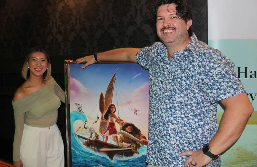Riding the wave: Hawai’i says Mahalo at a special Moana 2 screening event for trade partners 2 Hong-and-Shane-Black-from-S.W-Black-Travel-at-Moana 2 Event_1000x650