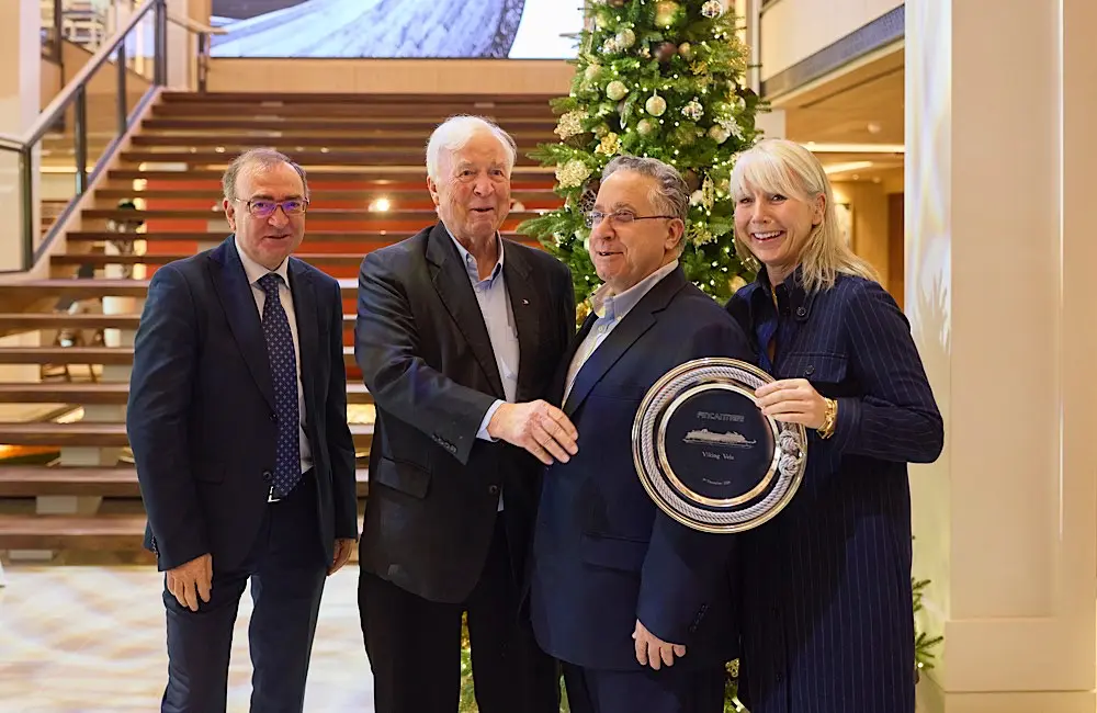 Viking names new ocean ship in Trieste – Here’s what matters 1 Torstein Hagen, Chairman and CEO of Viking, Karine Hagen, Viking Executive Vice President of Product and Jeff Dash, Viking Executive Vice President, Head of Business Development with Fincantieri’s Luigi Matarazzo, during the delivery ceremony of the Viking Vela.