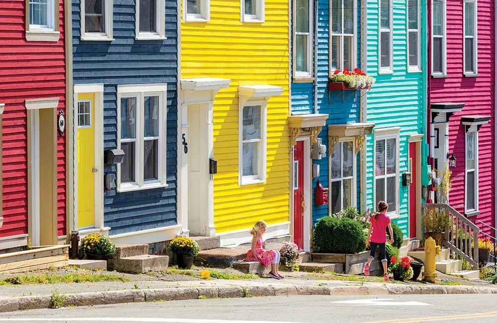 Atlantic Canada in autumn: 4 East Coast provinces with diverse cultures, sea-to-table flavours & alluring nature 5 Candy-coloured houses of ‘Jellybean Row’ in St John’s, Newfoundland and Labrador. Image: Barrett & MacKay Photo