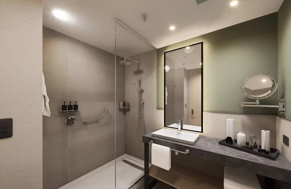 First glimpse: Silversea shares new details of its luxury Patagonia hotel opening in late 2025 2 Render of The Cormorant at 55 South hotel room bathroom – the new Silversea hotel