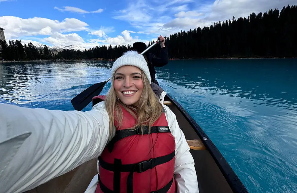 Why Canada is the ultimate bang-for-your-buck international destination for Aussies in 2025: 7 agent tips inside! 14 Abby Pezze from Travel Associates in a kayak in Alberta.