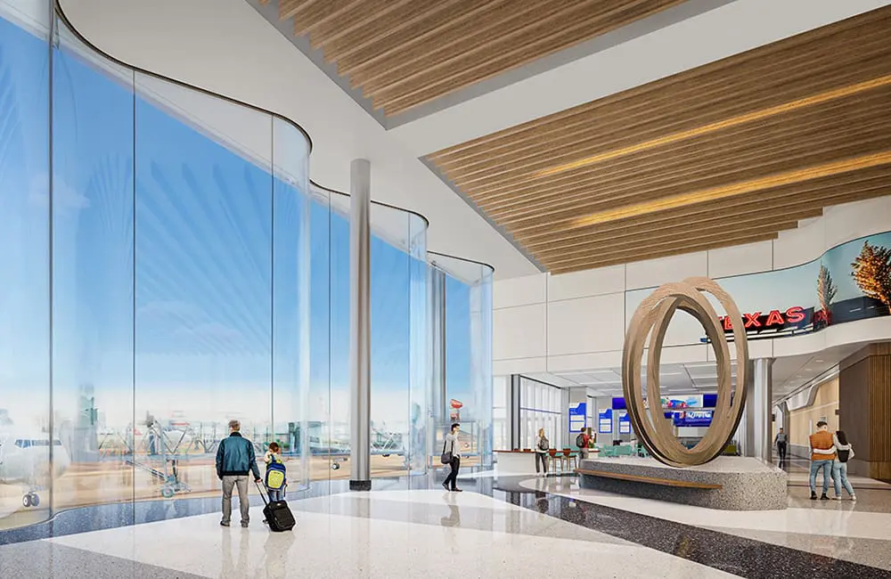 "World’s largest airline hub": American & DFW's new state-of-the-art terminal landing in 2027 2 Render of Terminal F interiors at DFW.