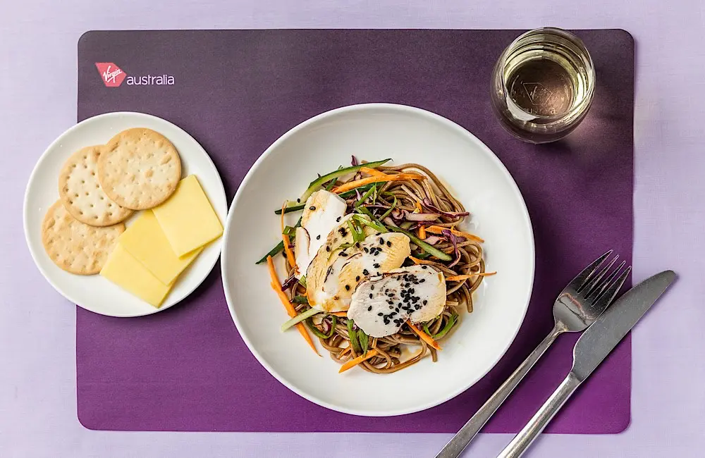 Tray tables down: Virgin Australia’s winter menu is anything but plane food 4 From Tokyo to tray table: Virgin Australia's Business Class soba noodle salad brings a Japanese-inspired bite to the winter menu.