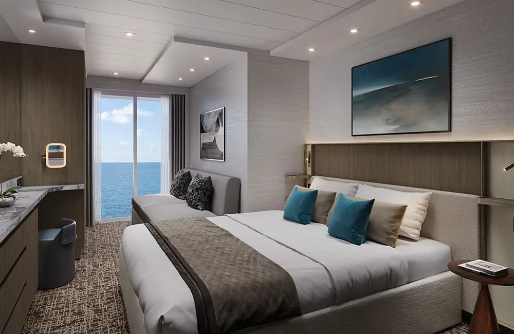 NCL updates, ahoy! Norwegian Epic & Pride of America get a glow-up before 2025 summer season 2 Render of new oceanview stateroom on Norwegian Epic.