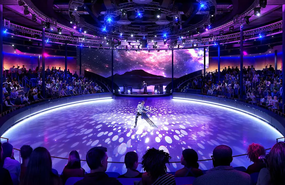 Setting the stage (and table): Star of the Seas spotlights new show & dining delights 1 Render of Royal Caribbean's ice arena Absolute Zero on Star of the Seas.