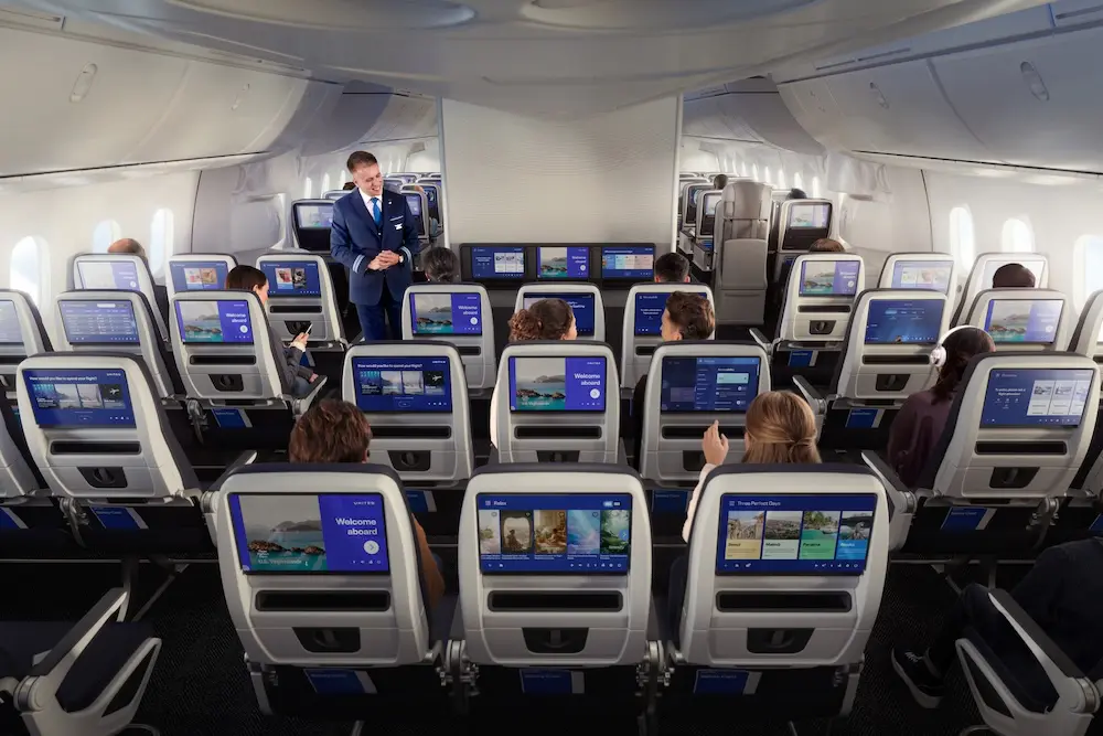 United Airlines unveils new 787s, with caviar before takeoff & world’s largest Economy screens 4 United Airlines' new Economy seat.