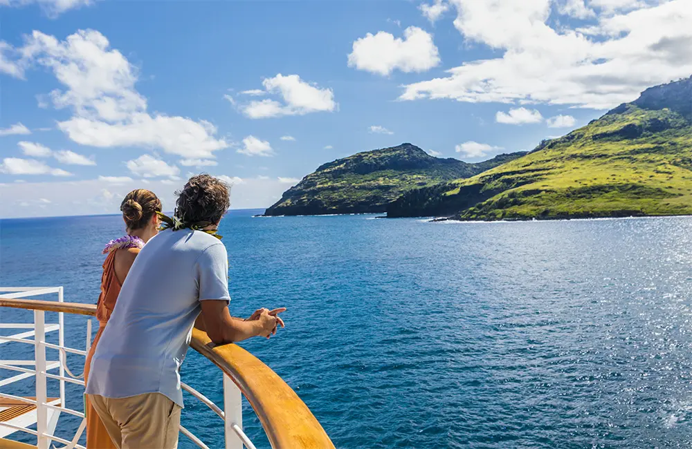 Global cruising is up but Asia & Oceania cruises are down by 20%, says CLIA 2 Couple on deck of Pride of America cruise ship in Maui, Hawaii. CLIA report