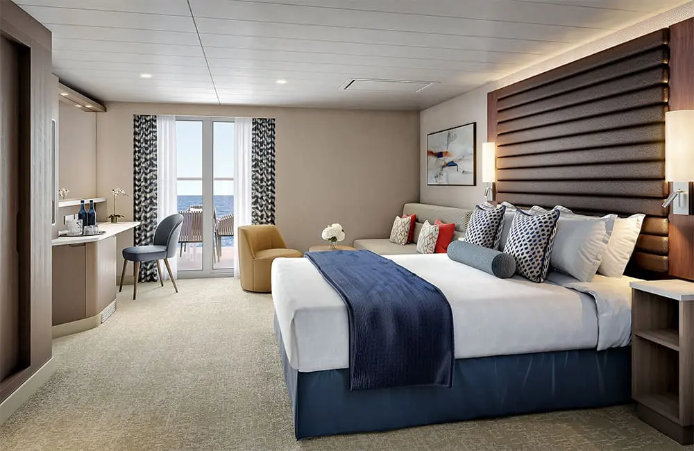NCL updates, ahoy! Norwegian Epic & Pride of America get a glow-up before 2025 summer season 3 Render of new club balcony suite on Pride of America.
