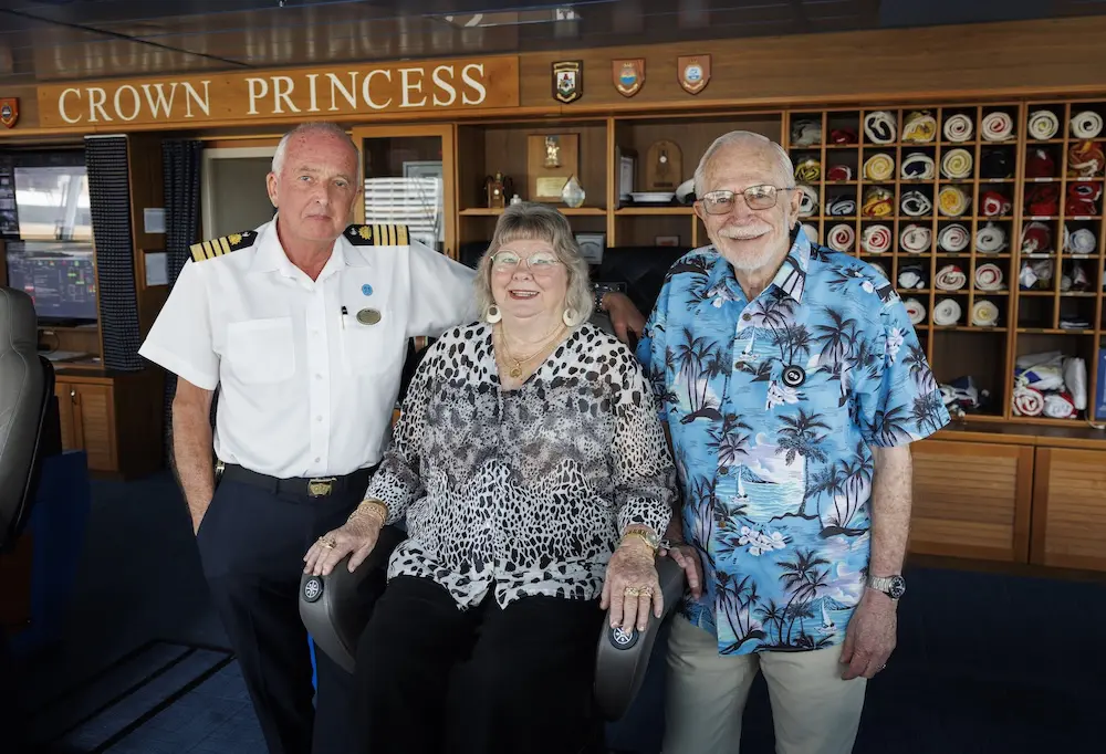 3,000+ Aussies join biggest world cruise from Australia, including couple marking 2,335 days at sea 1 Brisbane couple Marty and Jessica Ansen are part of a growing trend of older couples embarking on world cruises. Marty and Jessica boarded the Crown Princess in Brisbane on 21 November, 2024 and will diseambark this coming November. Pictured meeting Captain Christopher Lye while on a stopover in Sydney, Wednesday, 16 April, 2025. Picture: Toby Zerna Media