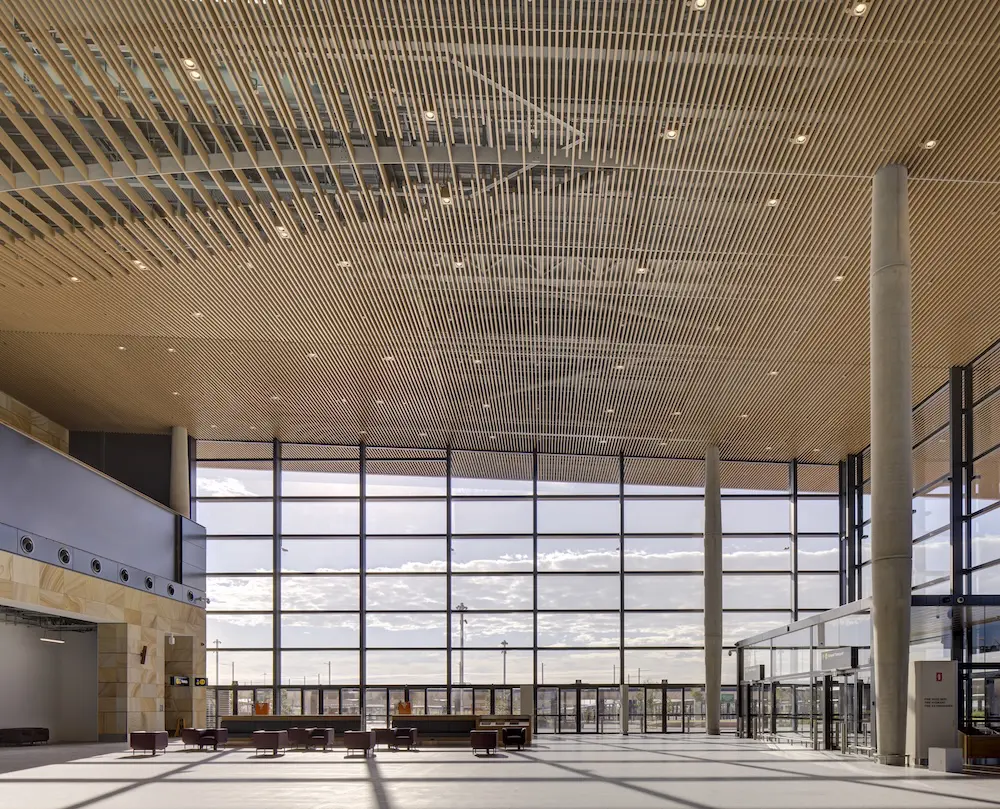 Western Sydney Airport unveils terminal, hitting major milestone on path to opening 4 WSI interior. (Image by Brett Boardman)