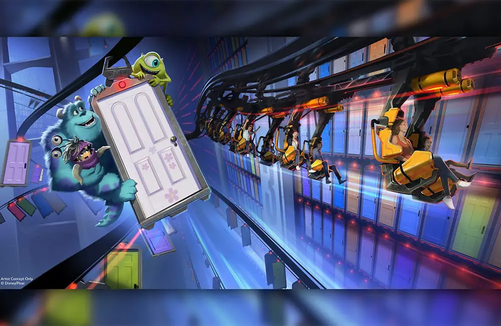 Walt Disney World plans to add 3 new parks, boosting annual attendance to 100M visitors 3 Artist's impression of suspended coaster in Monsters, Inc. land at Walt Disney World Resort.