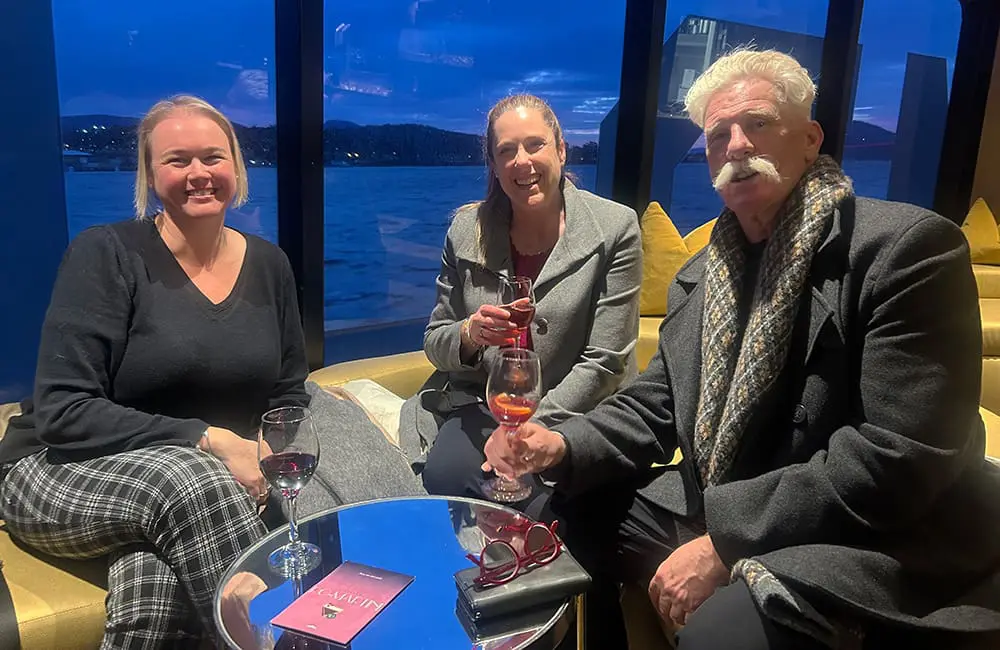 Connection & celebration: Connected Travel stages first-ever national conference in Hobart 3 Michelle McIntyre (Wide Eyed Tours & Travel), Amanda Fenwick (Evolution Travel Collective) & Greg Wilson (Wide Eyed Tours & Travel).