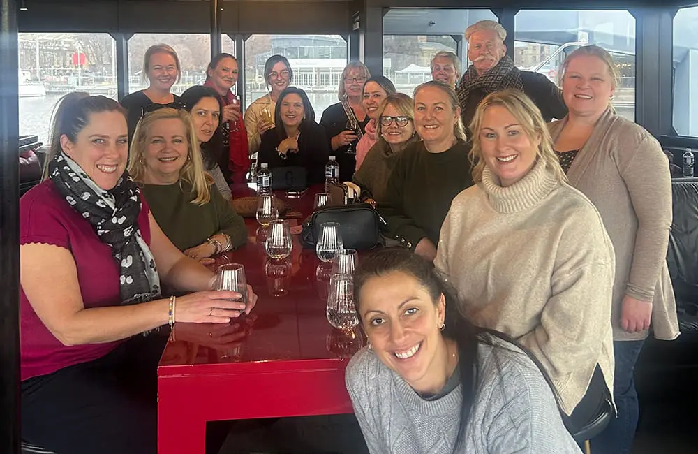 Connection & celebration: Connected Travel stages first-ever national conference in Hobart 1 Connected Travel national conference group on ferry in Hobart.