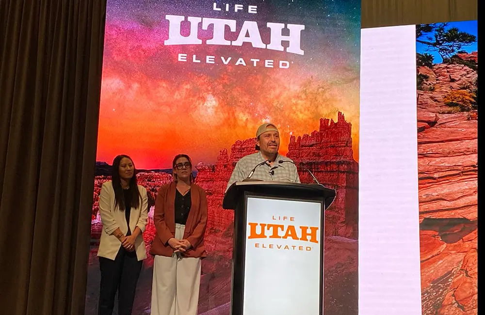 Visit Utah shares 2025 highlight reel with new movie markers & local indigenous tourism 2 Ancient Wayves River & Hiking Adventures Owner & Outfitter Louis Williams at IPW25. Image: Cassie Tannenberg