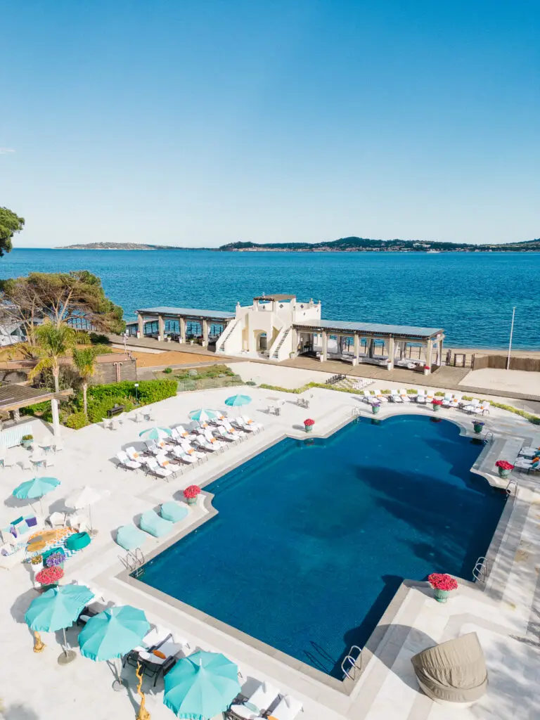 Poolside at Le Beauvallon which will officially reopen as a COMO hotel in 2026