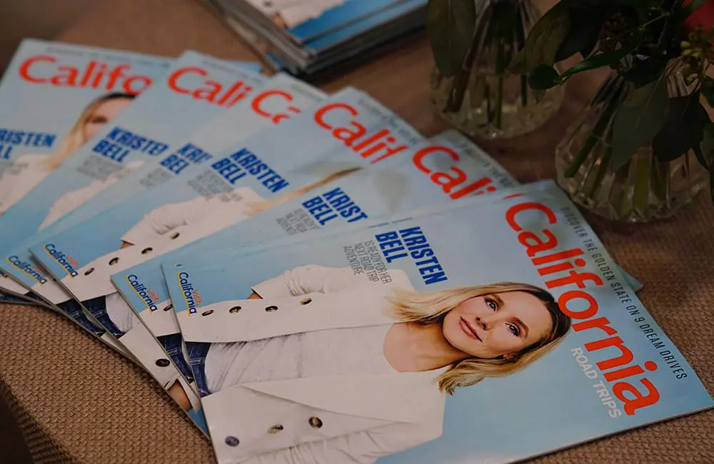 The 2025 California Road Trips guide with actor Kristen Bell on the cover. 