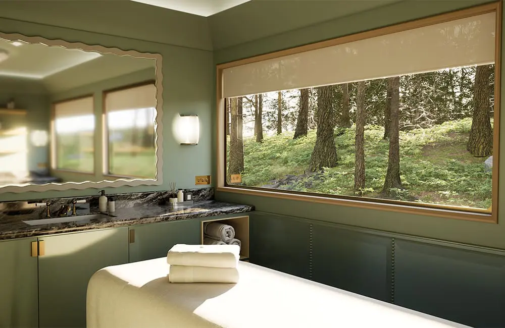 Belmond’s The Britannic Explorer rolls out as England & Wales' first-ever luxury sleeper train 1 Wellness Suite on The Britannic Explorer. Image: Belmond