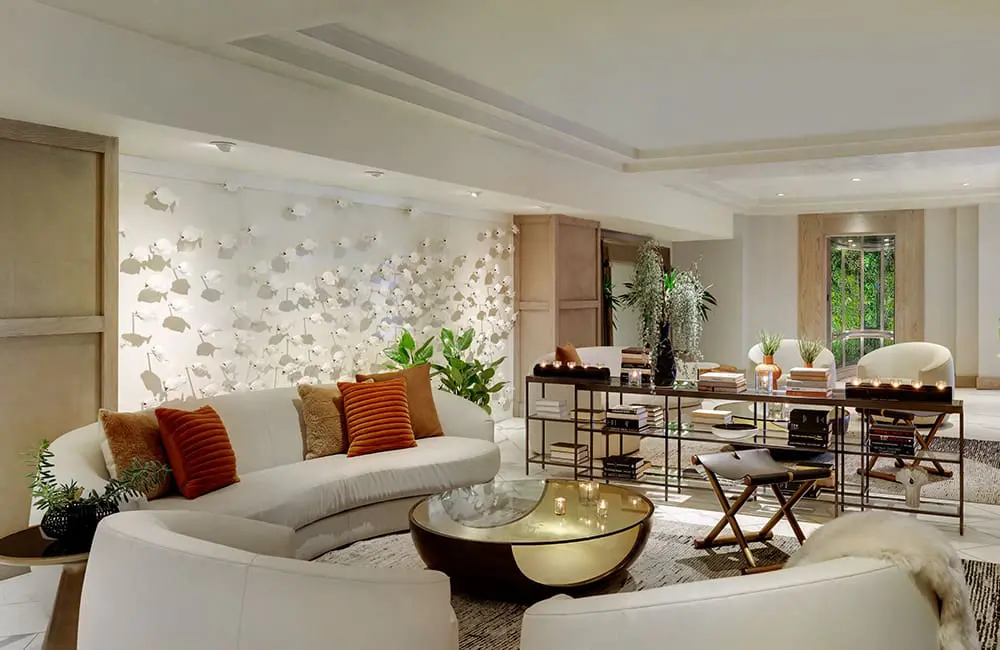 Hotel review: Relaxed luxury at The Huntley Santa Monica Beach, California, USA 1 The stylish lobby at Huntley Santa Monica Beach features a wall of ceramic piranhas. Image: The Huntley Santa Monica Beach