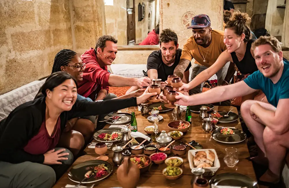 Intrepid Travel lifts the lid on B Corp success with free, open-source industry guide 2 Intrepid Travel group at Dibek restaurant in Goreme, Cappadocia, Turkiye.