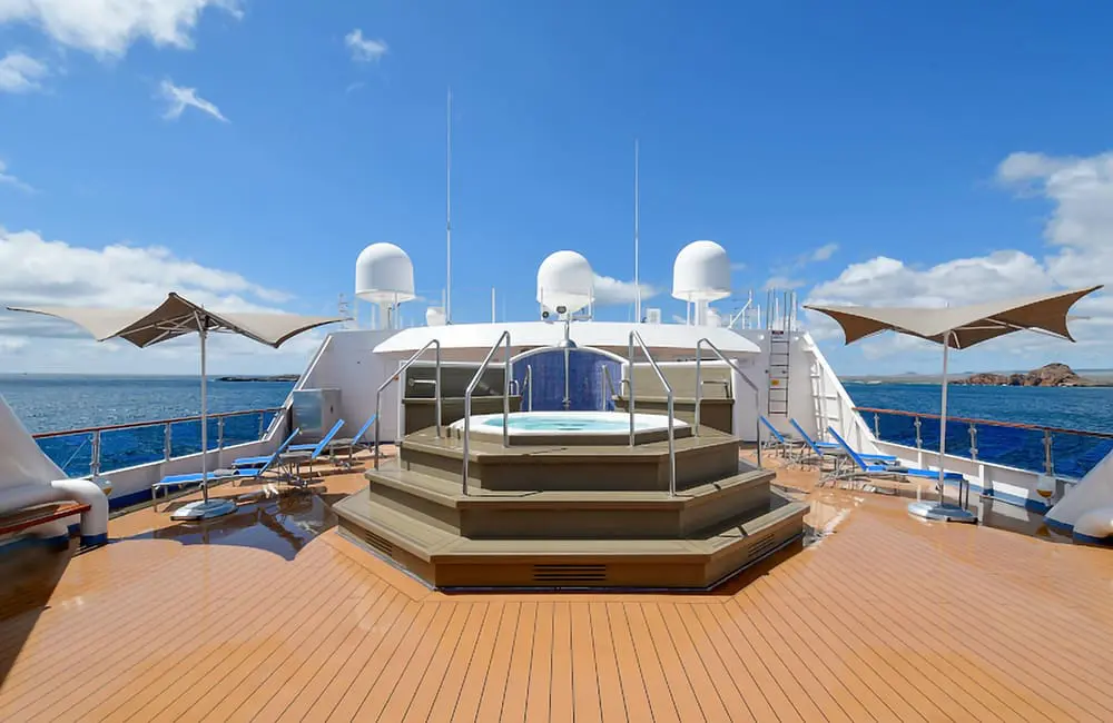 Win a Galápagos adventure in National Geographic-Lindblad Expeditions’ new agent incentive 3 Exterior deck with jacuzzi aboard the National Geographic Gemini expedition ship. Image: National Geographic-Lindblad Expeditions